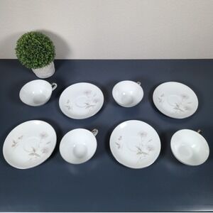 VTG Mikasa Fine China Harmony 6153 Tea Cup & Saucer Set of 4 Yamato Japan Floral